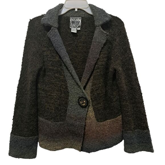 Curio Ombre Wool Blend Grannycore Cozy Cardigan Large Gray Multi-color - Picture 1 of 16